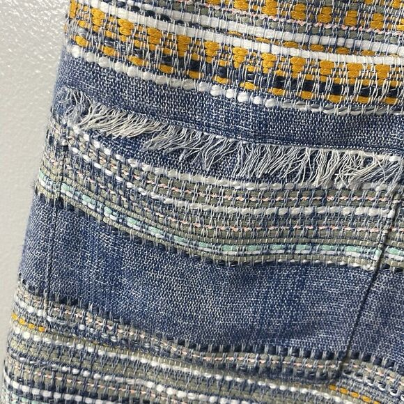 AKEMI + KIN ANTHROPOLOGIE Tweed Striped Shift Dress Size 6 Blue Spring Coastal - Picture 3 of 9